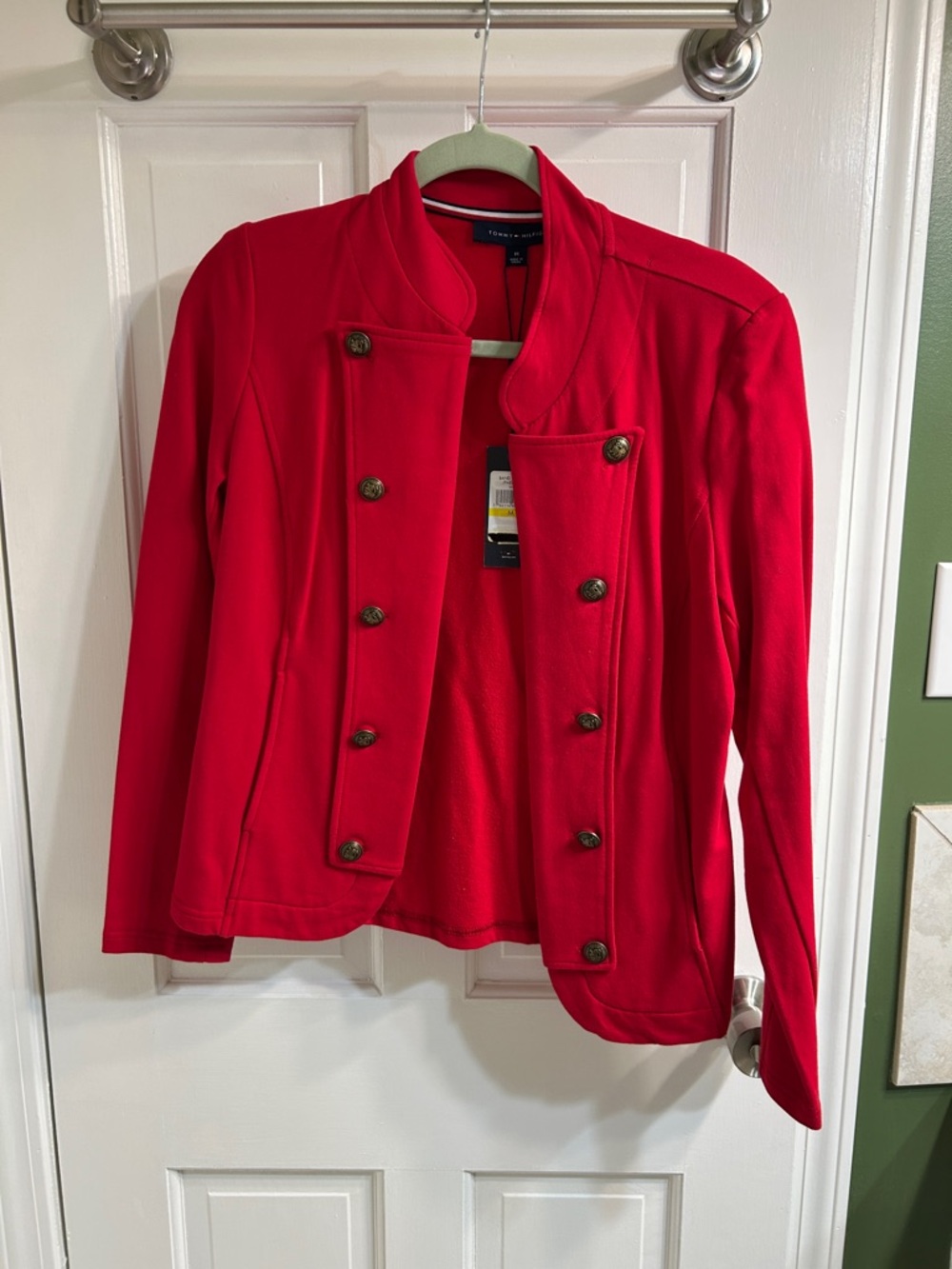 Tommy Hilfiger Vibrant Red Double-Breasted Military Blazer